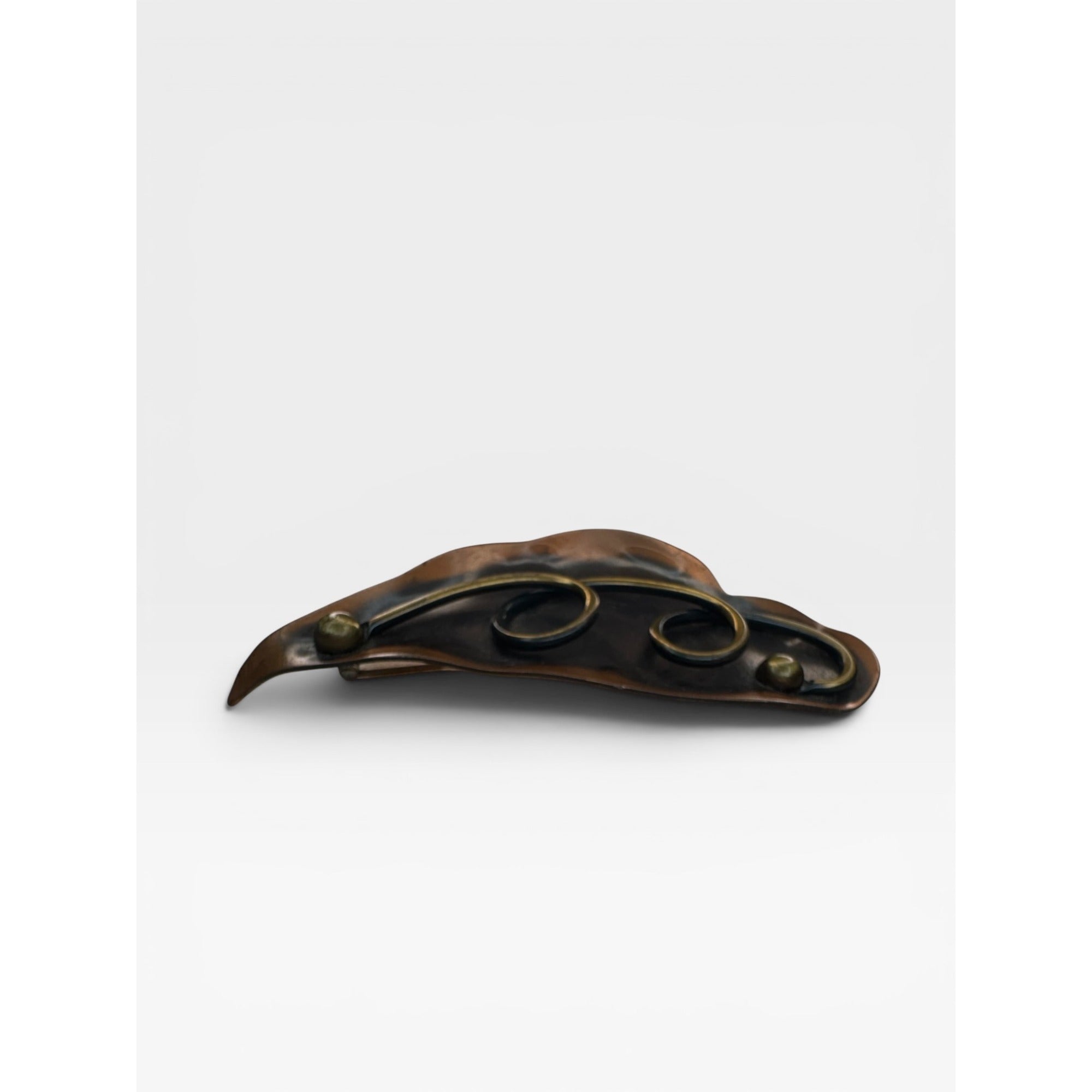 Genuine Copper Abstract Leaf Brooch Mid Century Modern Studio Craft Pin