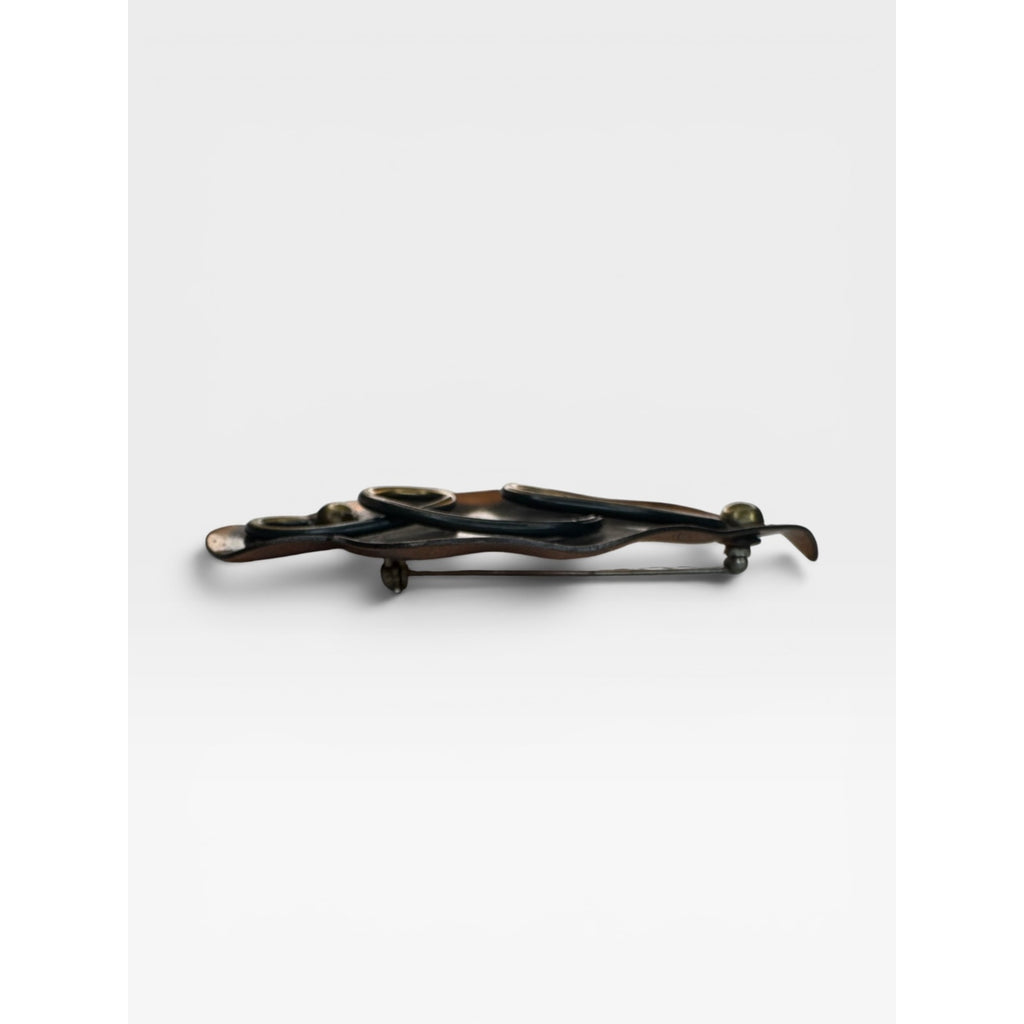 Genuine Copper Abstract Leaf Brooch Mid Century Modern Studio Craft Pin