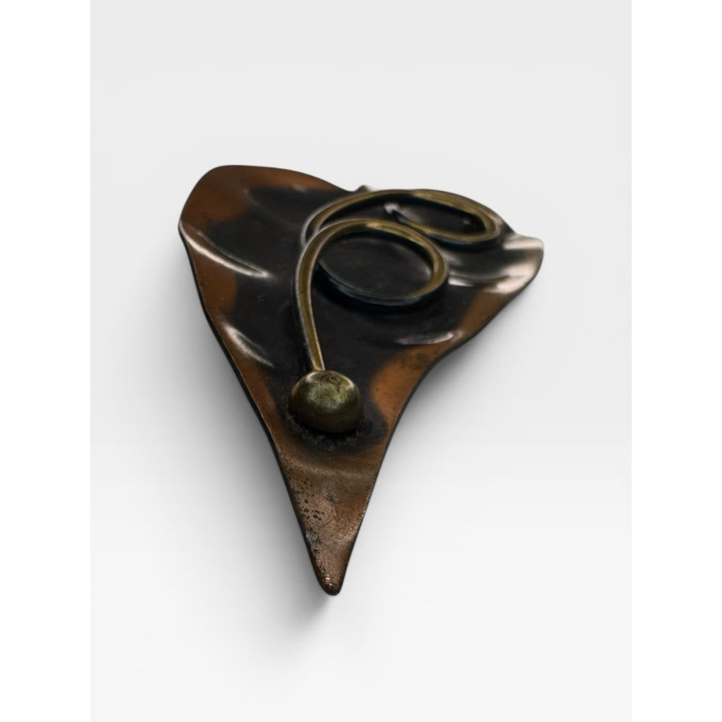 Genuine Copper Abstract Leaf Brooch Mid Century Modern Studio Craft Pin
