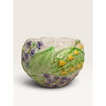 Vintage Portuguese Majolica Planter Bowl Floral Cachepot 80s