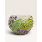 Vintage Portuguese Majolica Planter Bowl Floral Cachepot 80s