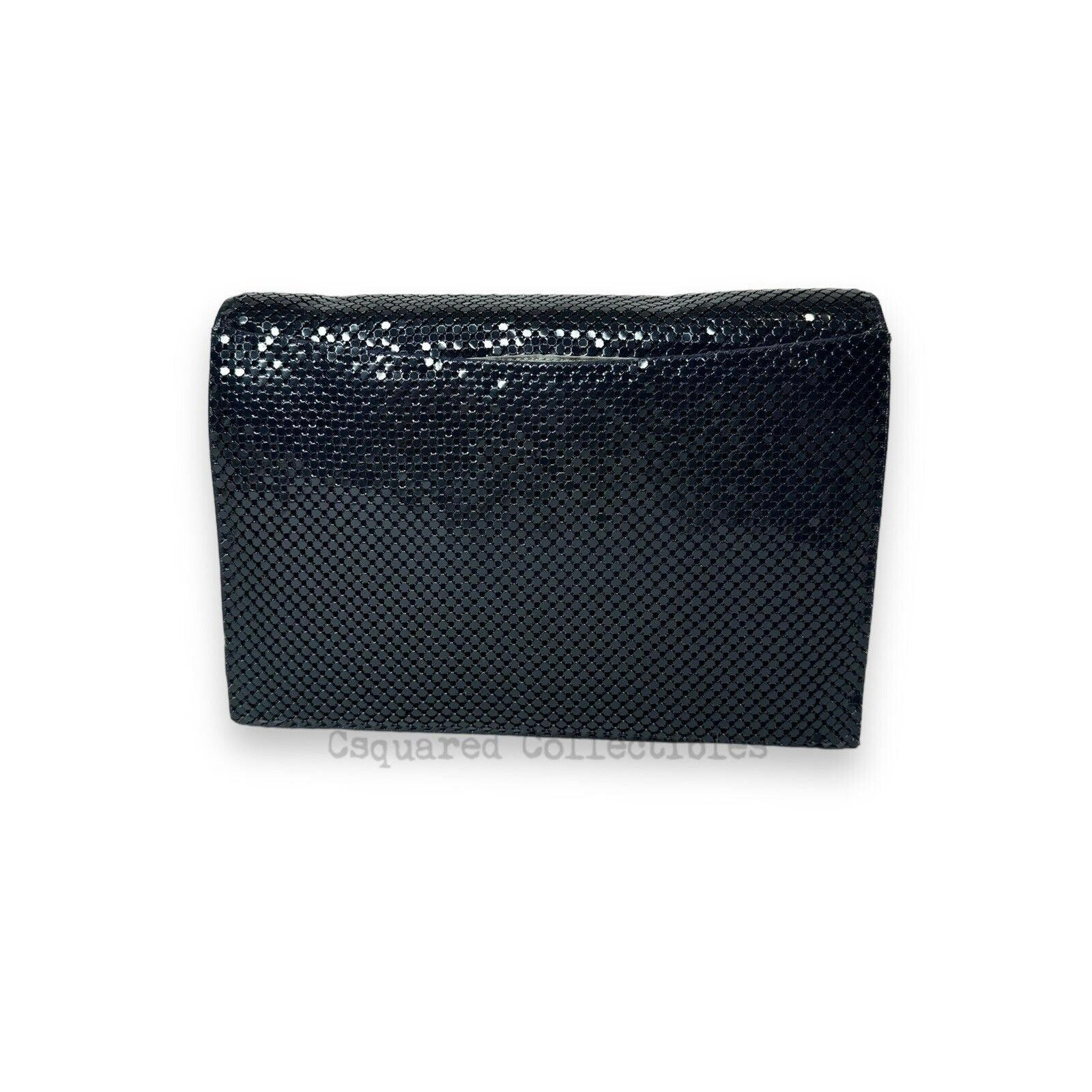 Whiting & Davis Navy Blue Mesh Shoulder Bag Oversized Clutch Vintage