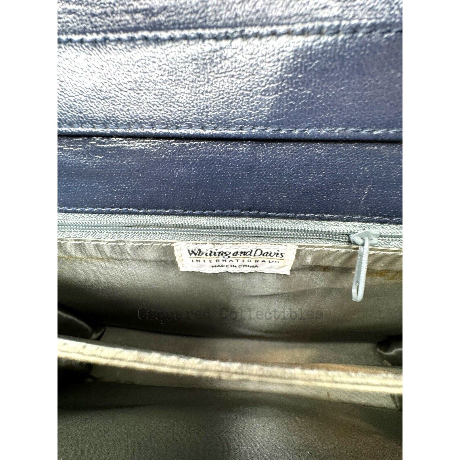 Whiting & Davis Navy Blue Mesh Shoulder Bag Oversized Clutch Vintage