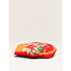 Vintage Fabric Poinsettia Basket Stuffed Christmas Ornament Pillow