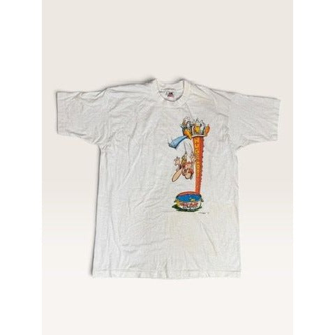 Fruit of the Loom Mens XL Huge Woodys Belly Flop Contest Single Stitch White Tee