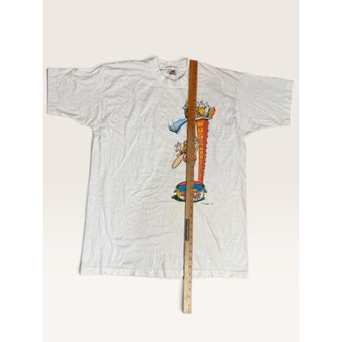 Fruit of the Loom Mens XL Huge Woodys Belly Flop Contest Single Stitch White Tee