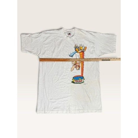 Fruit of the Loom Mens XL Huge Woodys Belly Flop Contest Single Stitch White Tee
