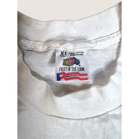 Fruit of the Loom Mens XL Huge Woodys Belly Flop Contest Single Stitch White Tee