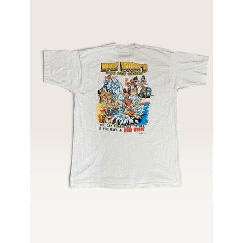 Fruit of the Loom Mens XL Huge Woodys Belly Flop Contest Single Stitch White Tee