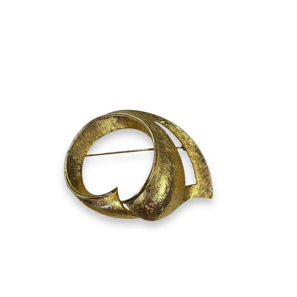 Vintage Mode Art Arthur Pepper Gold Tone Abstract Brooch 2 3/4" x 2" Mid Century