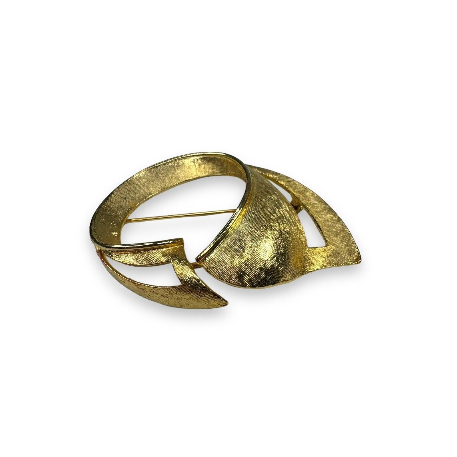 Vintage Mode Art Arthur Pepper Gold Tone Abstract Brooch 2 3/4" x 2" Mid Century