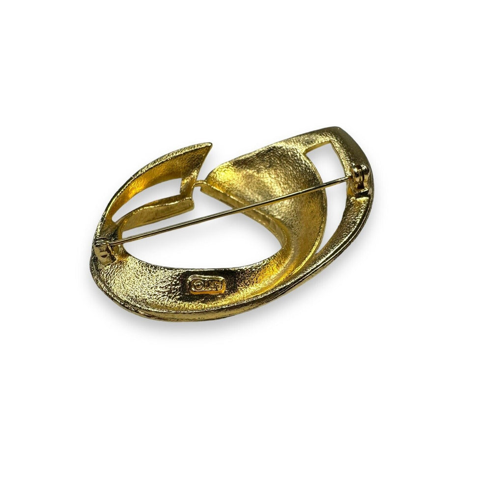 Vintage Mode Art Arthur Pepper Gold Tone Abstract Brooch 2 3/4" x 2" Mid Century