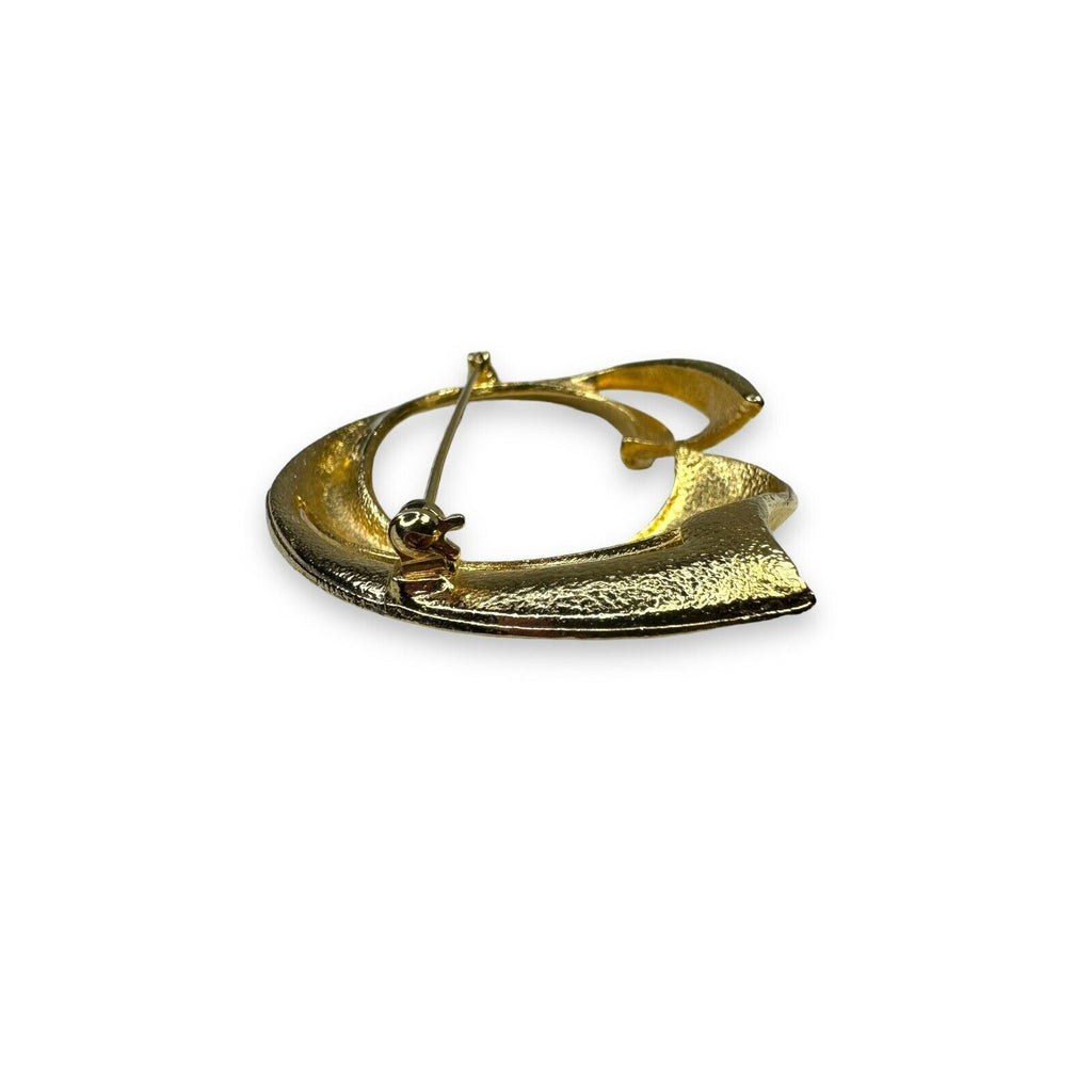 Vintage Mode Art Arthur Pepper Gold Tone Abstract Brooch 2 3/4" x 2" Mid Century