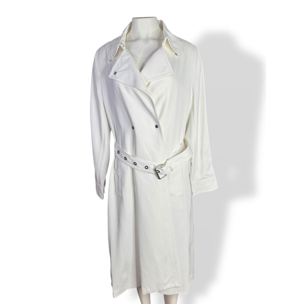 Reiss Florance Womens White Trench Coat Size 8 New Pleat Back