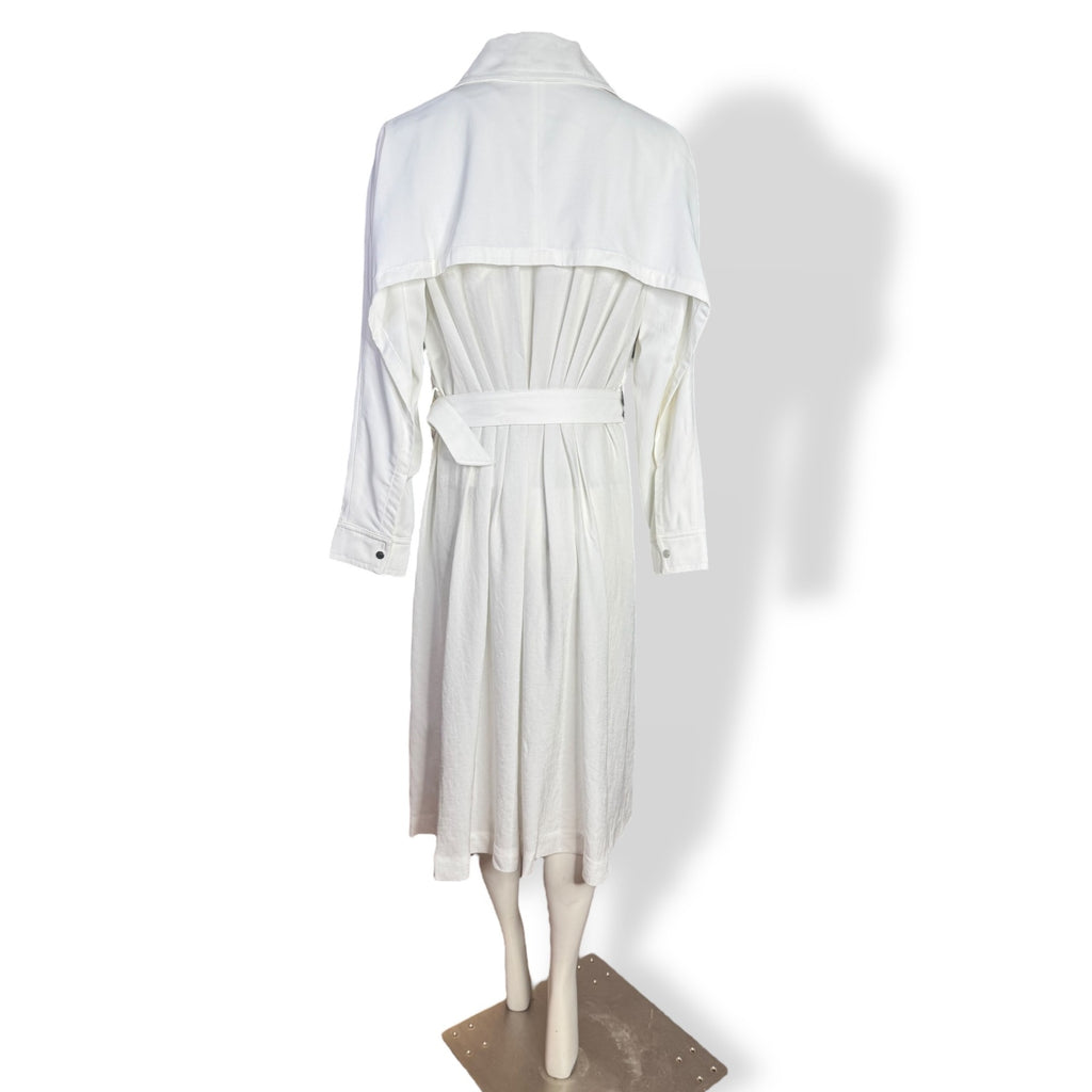 Reiss Florance Womens White Trench Coat Size 8 New Pleat Back
