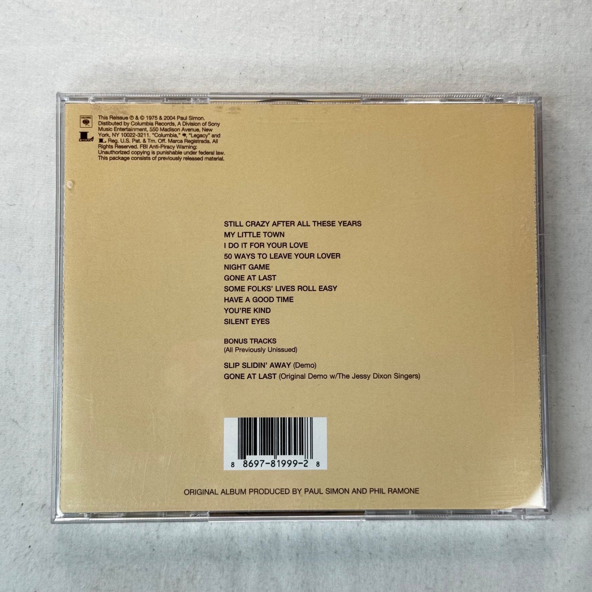 Paul Simon Still Crazy After All These Years 2004 CD Remaster Columbia Pop