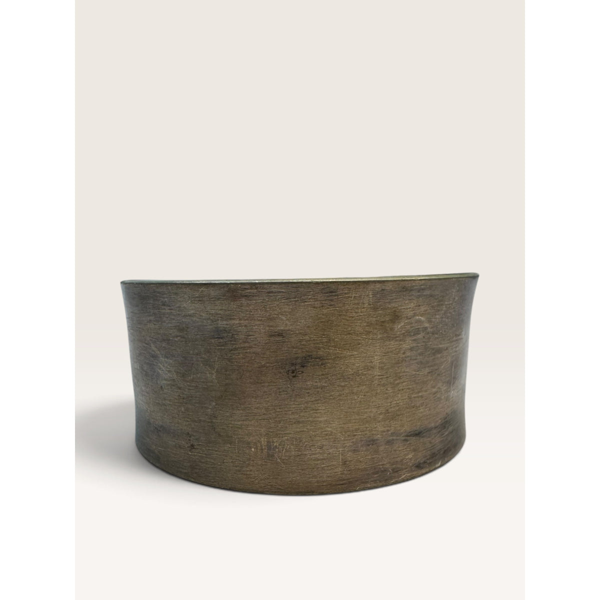 Studio Modernist Patinated Brass Flared Concave Wide Cuff Bracelet 2.39"