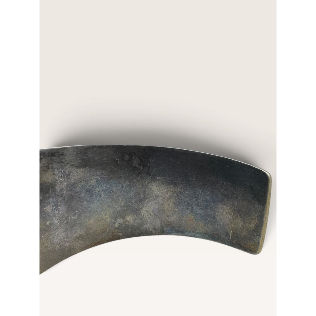 Studio Modernist Patinated Brass Flared Concave Wide Cuff Bracelet 2.39"