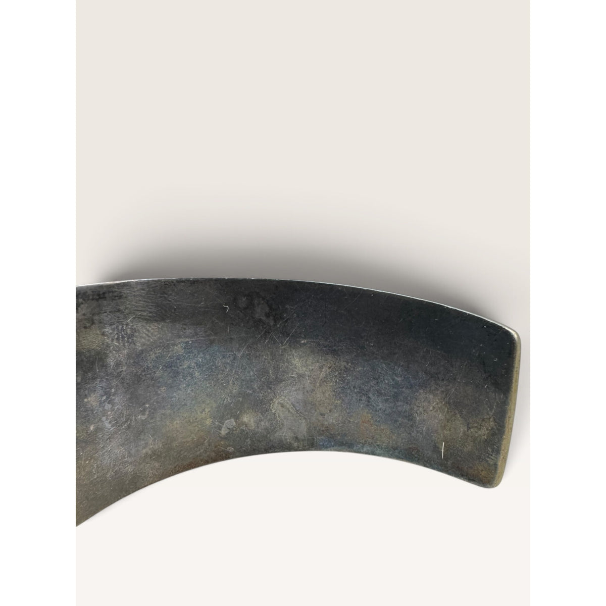 Studio Modernist Patinated Brass Flared Concave Wide Cuff Bracelet 2.39"
