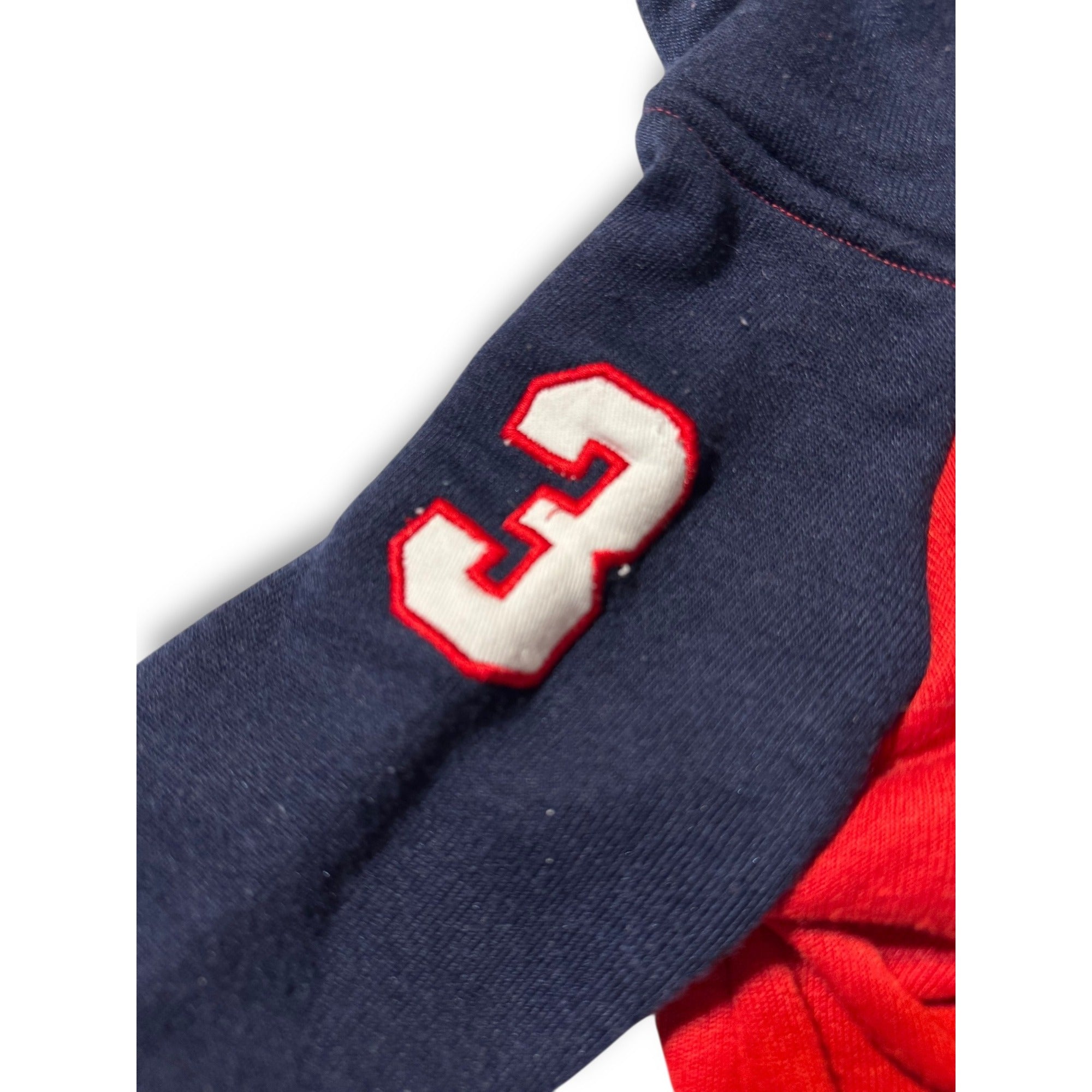 US Polo Assn 12M Hooded Fleece Romper Red Navy Sherpa Lined One Piece