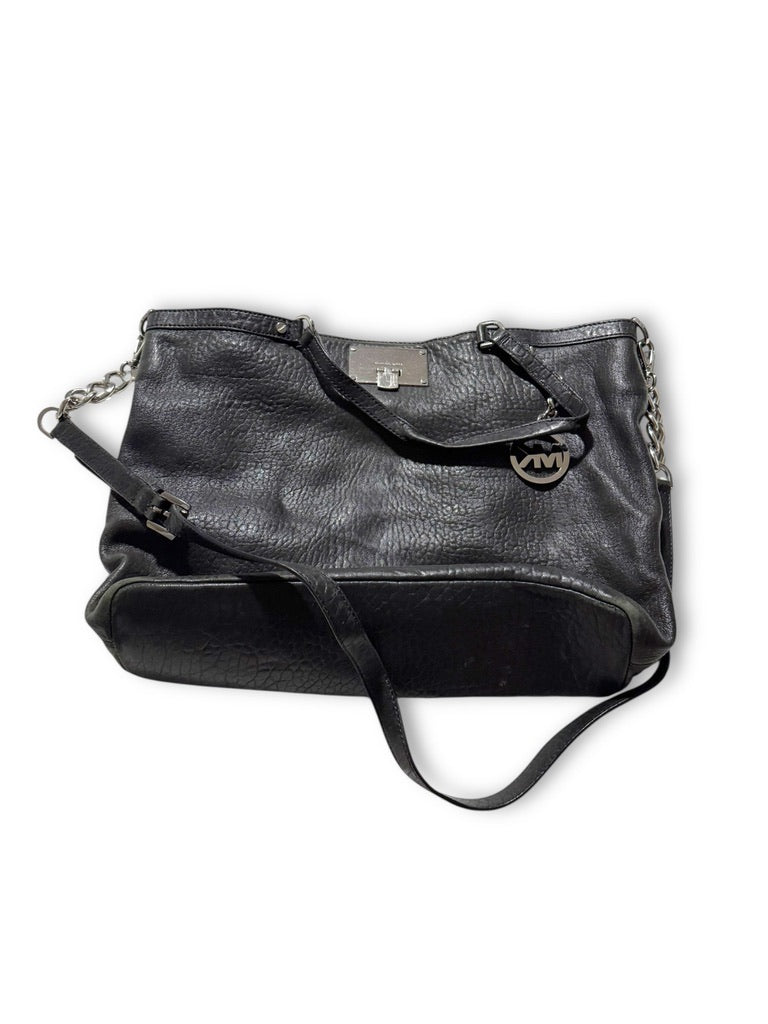 Michael Kors Channing Black Leather Satchel Shoulder Bag