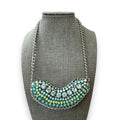 Lydell NYC Teal Blue Yellow Aurora Borealis Rhinestone Necklace 21.5”