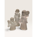 Frosted Glass Angel Figurine Candle Holders Musical Trio Set of 3 Vintage