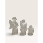 Frosted Glass Angel Figurine Candle Holders Musical Trio Set of 3 Vintage