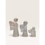 Frosted Glass Angel Figurine Candle Holders Musical Trio Set of 3 Vintage