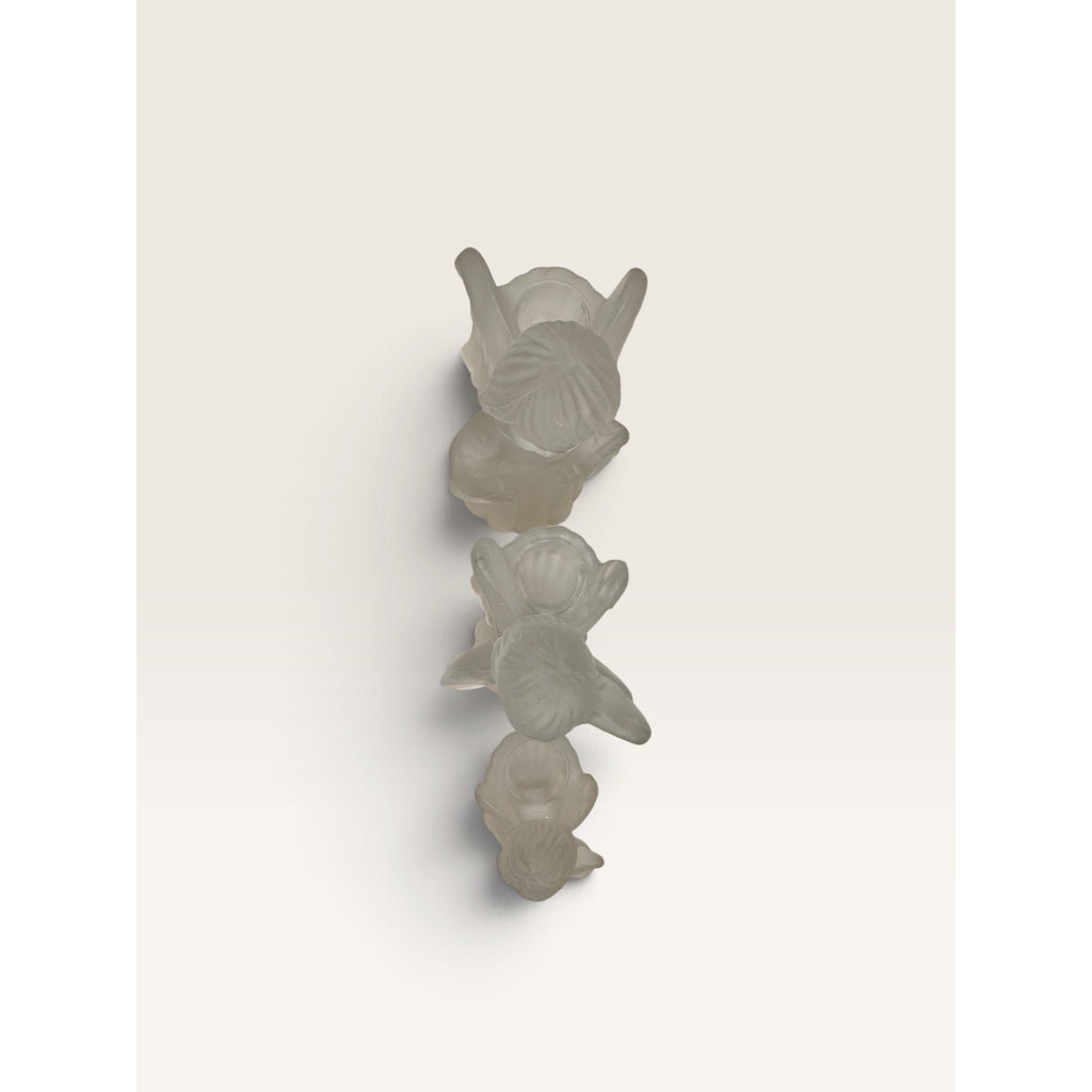 Frosted Glass Angel Figurine Candle Holders Musical Trio Set of 3 Vintage
