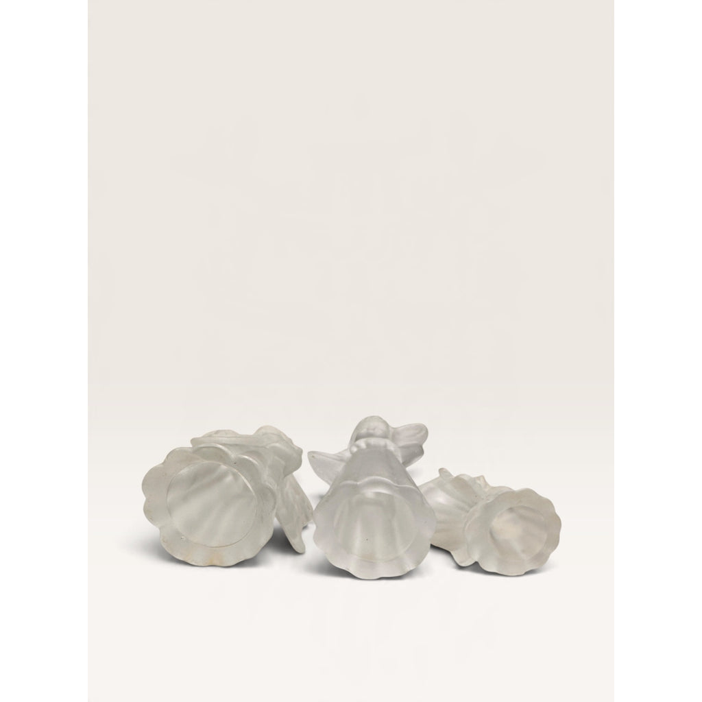 Frosted Glass Angel Figurine Candle Holders Musical Trio Set of 3 Vintage