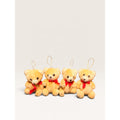 Cafi Hauppauge Plush Teddy Bear Christmas Ornaments Set of 4 Red Bows 1980s