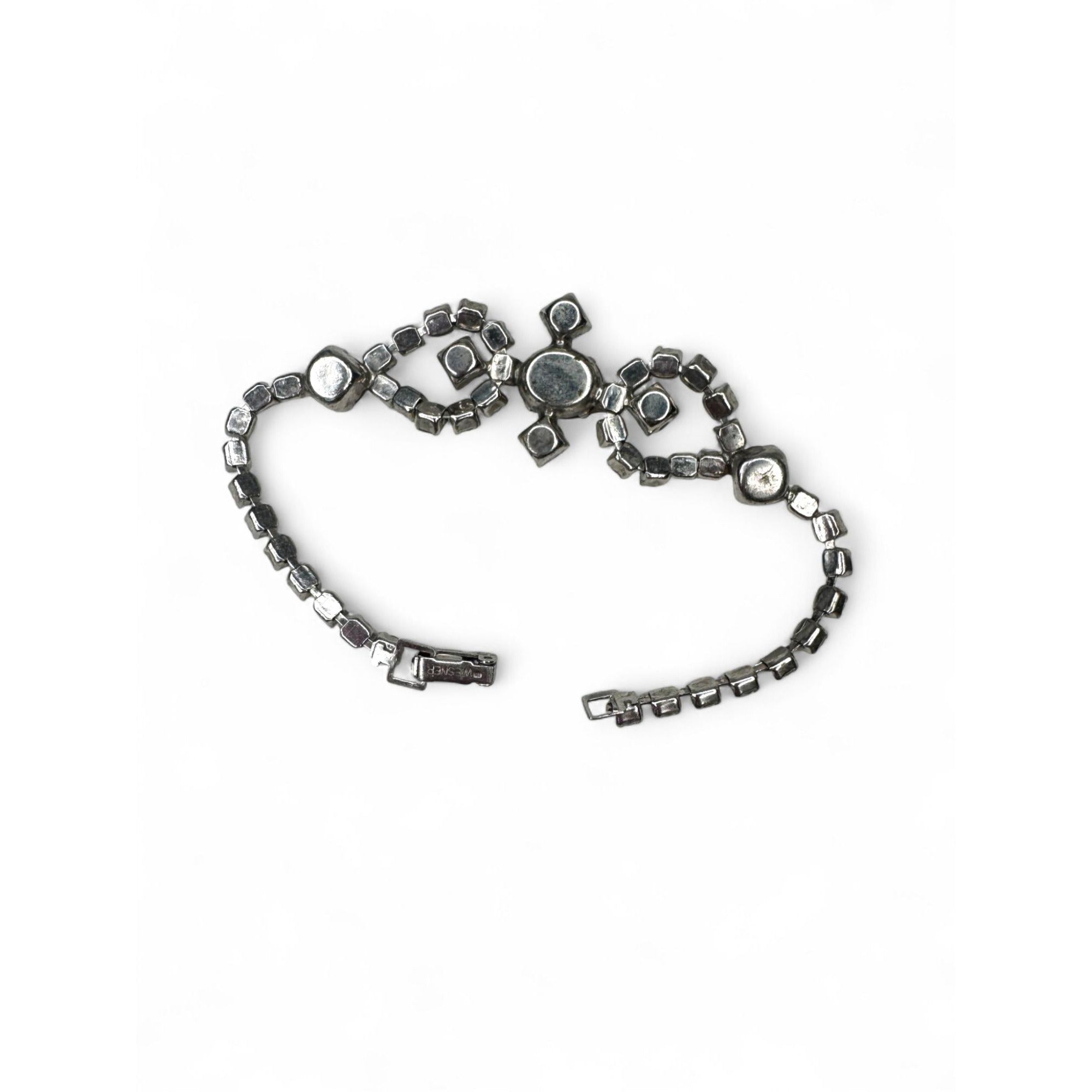 Joseph Wiesner Vintage Rhinestone Bracelet 6.25" Yellow Clear Stones