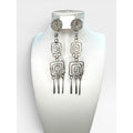 Geometric Spiral Dangle Clip On Earrings Silver Tone Modernist Unsigned Vintage