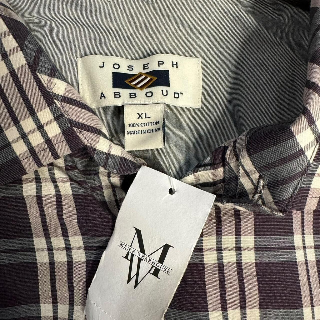 Joseph Abboud Plaid Button Down Shirt XL Cotton Long Sleeve New With Tags