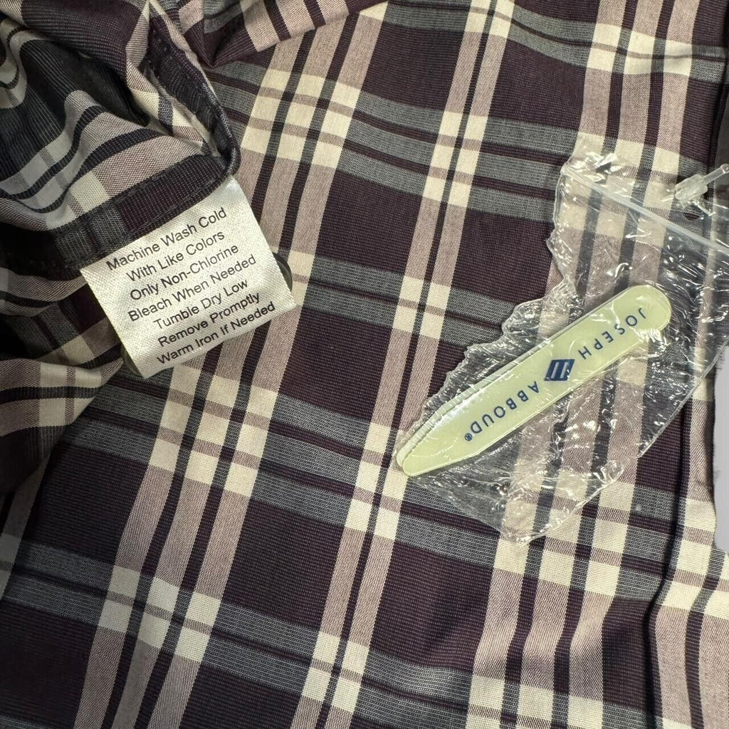 Joseph Abboud Plaid Button Down Shirt XL Cotton Long Sleeve New With Tags