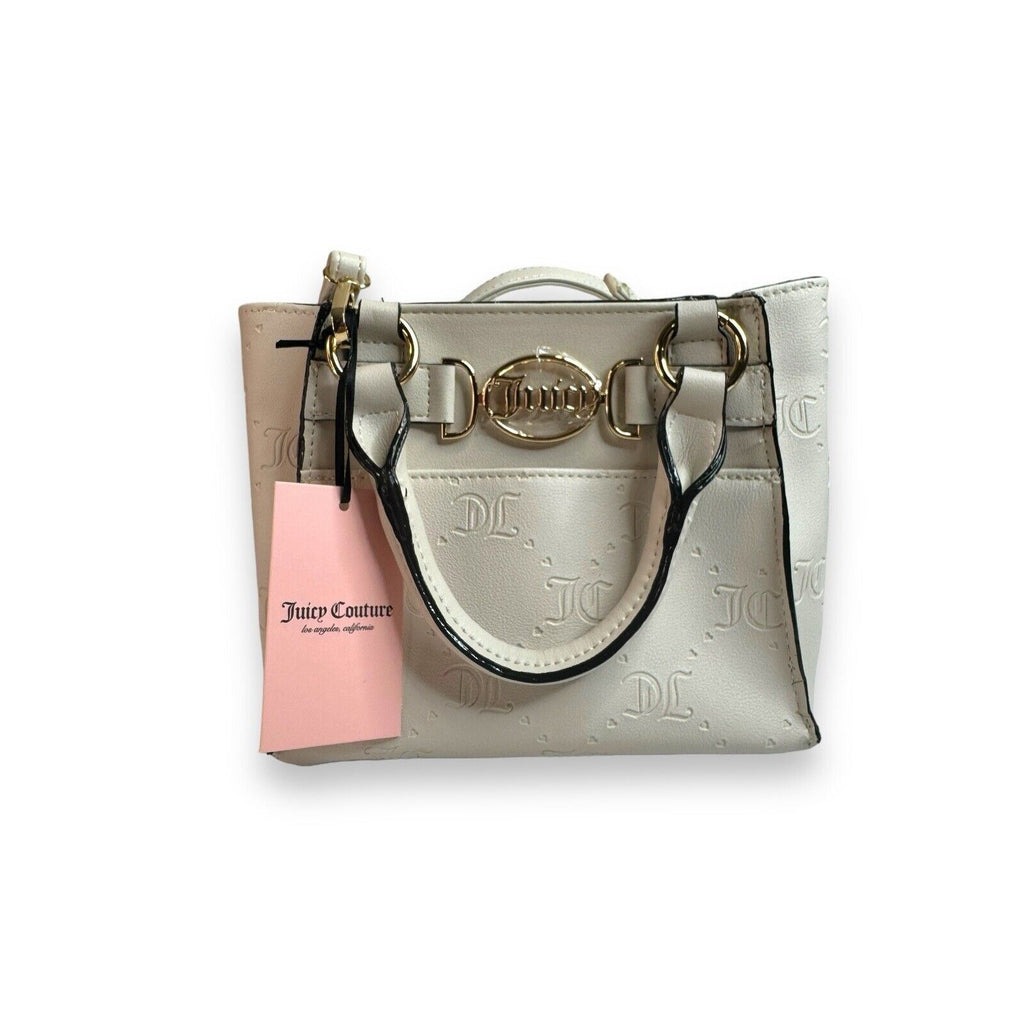 Juicy Couture Angel White Cream Deboss Mini Tote Satchel Shoulder Bag NWT