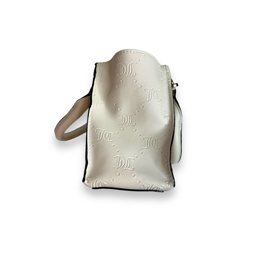 Juicy Couture Angel White Cream Deboss Mini Tote Satchel Shoulder Bag NWT