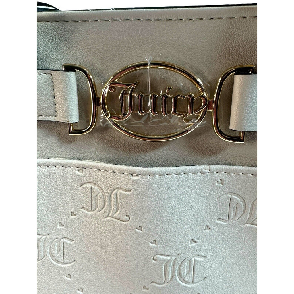 Juicy Couture Angel White Cream Deboss Mini Tote Satchel Shoulder Bag NWT