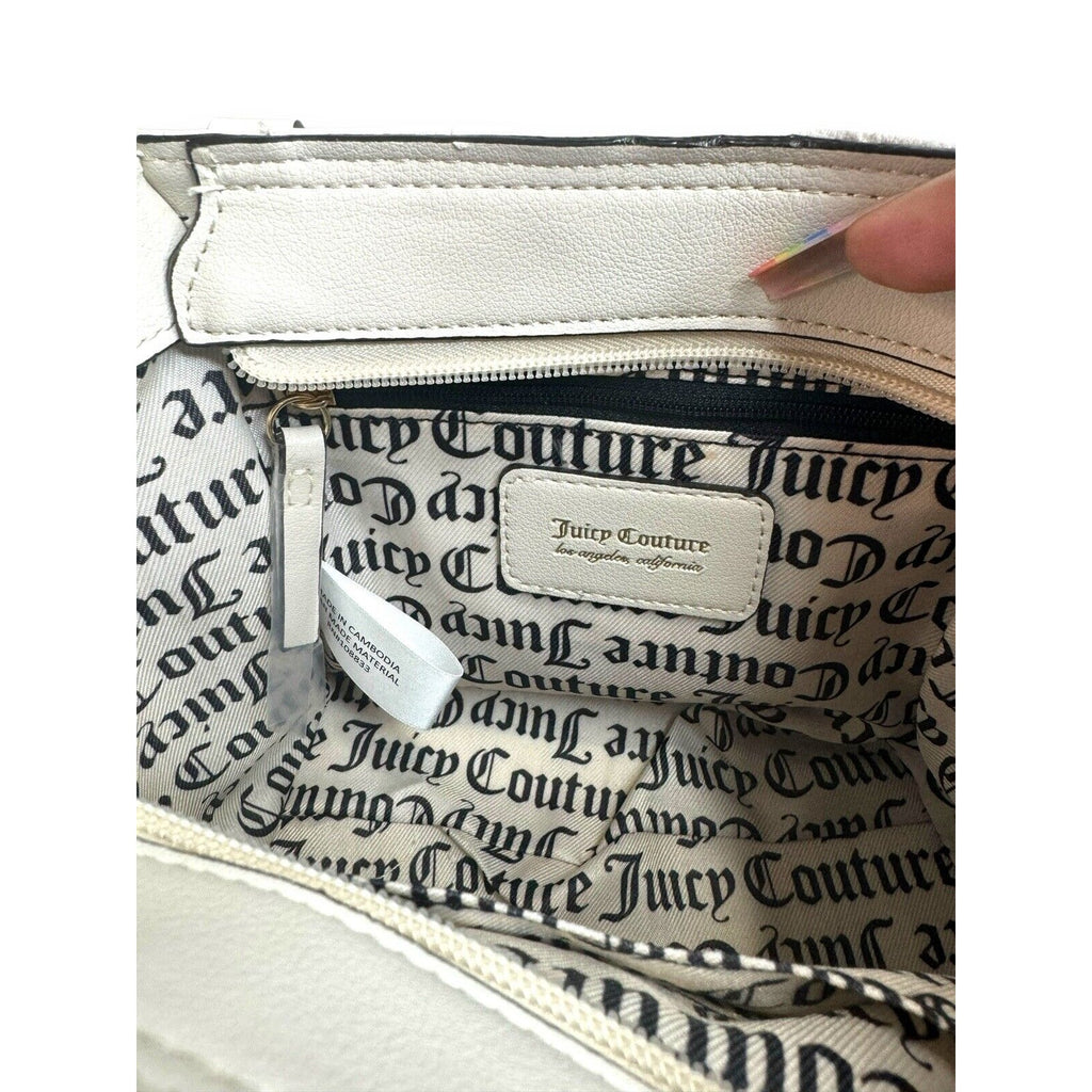Juicy Couture Angel White Cream Deboss Mini Tote Satchel Shoulder Bag NWT