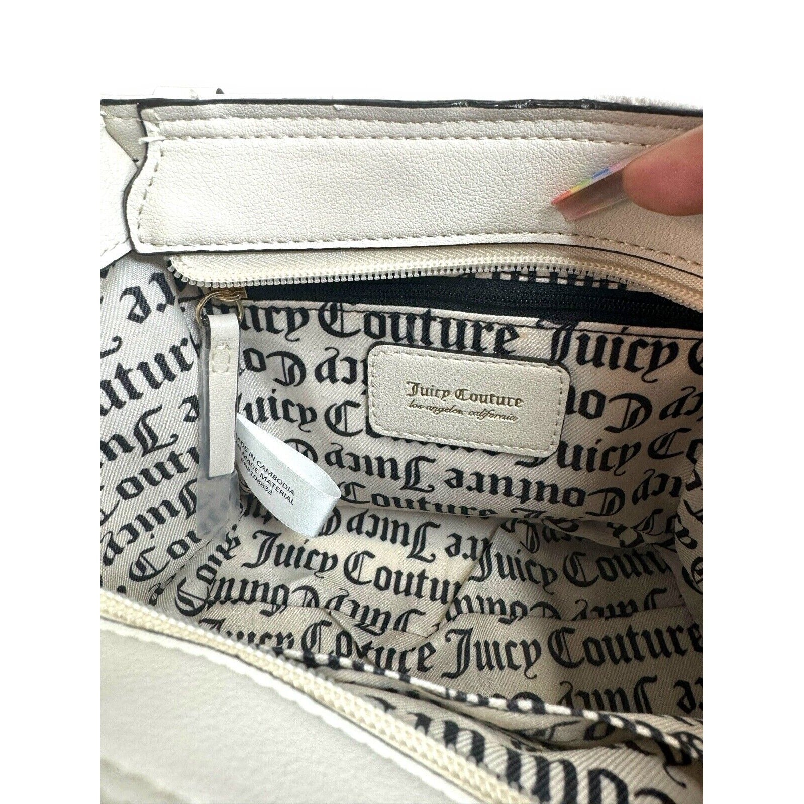 Juicy Couture Angel White Cream Deboss Mini Tote Satchel Shoulder Bag NWT