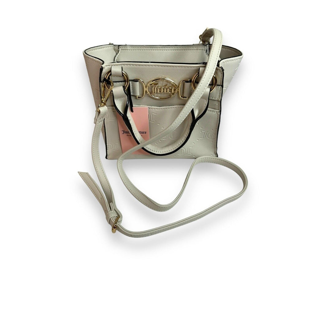 Juicy Couture Angel White Cream Deboss Mini Tote Satchel Shoulder Bag NWT