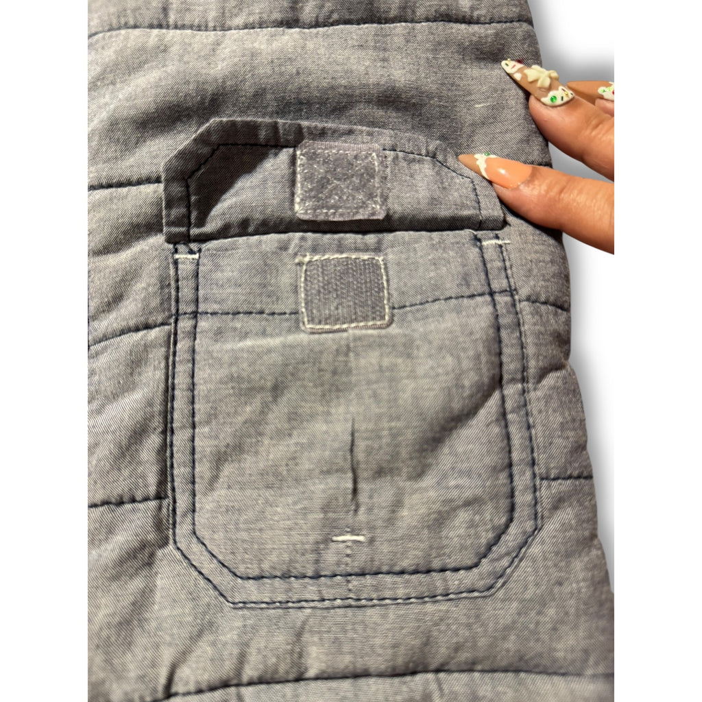 Genuine Kids OshKosh 3T Quilted Utility Vest Gray Blue Corduroy Trim