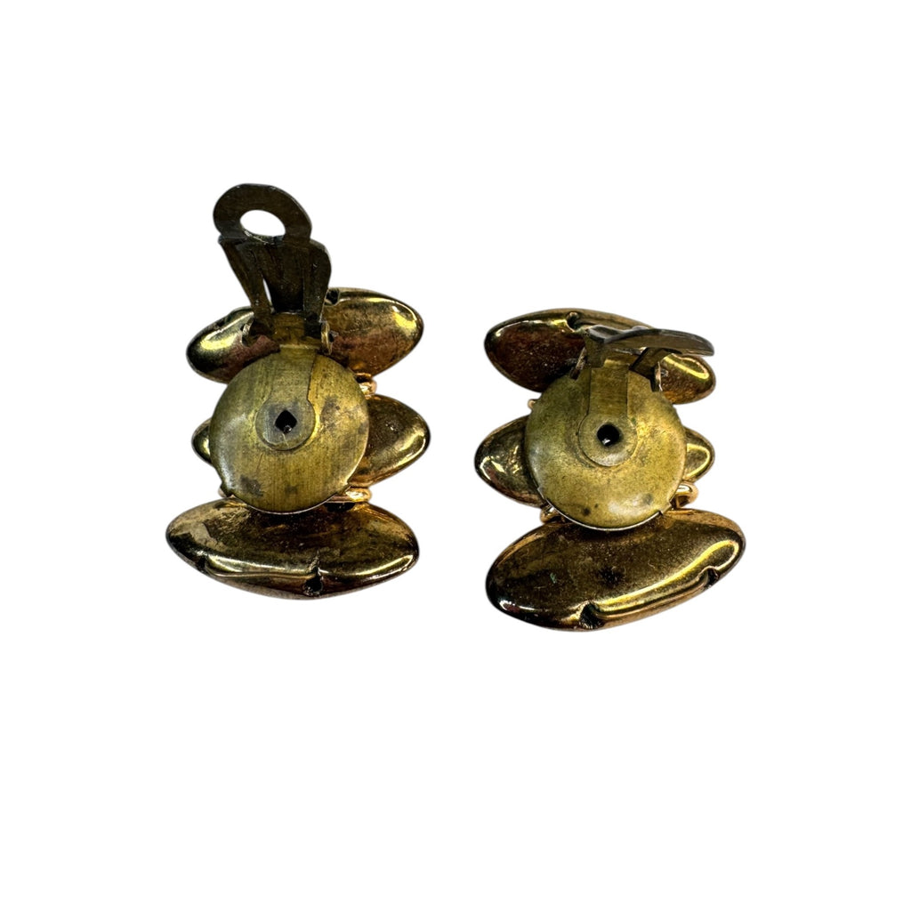 Western Germany copper tone hollow clip on earrings vintage