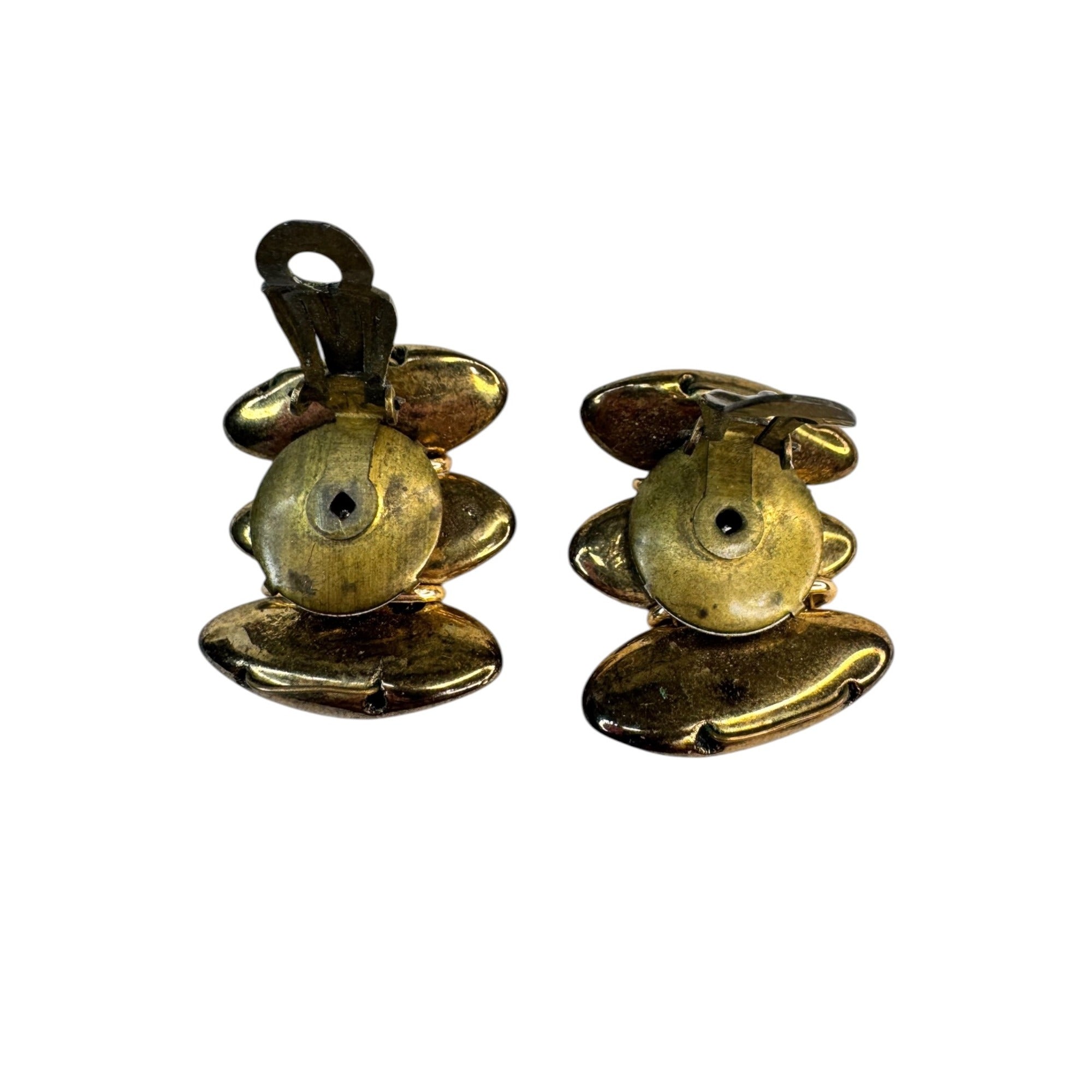 Western Germany copper tone hollow clip on earrings vintage
