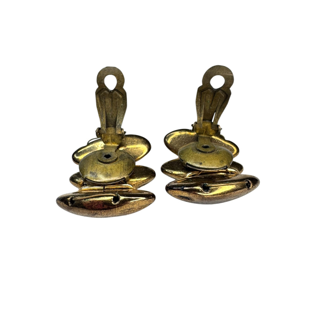 Western Germany copper tone hollow clip on earrings vintage