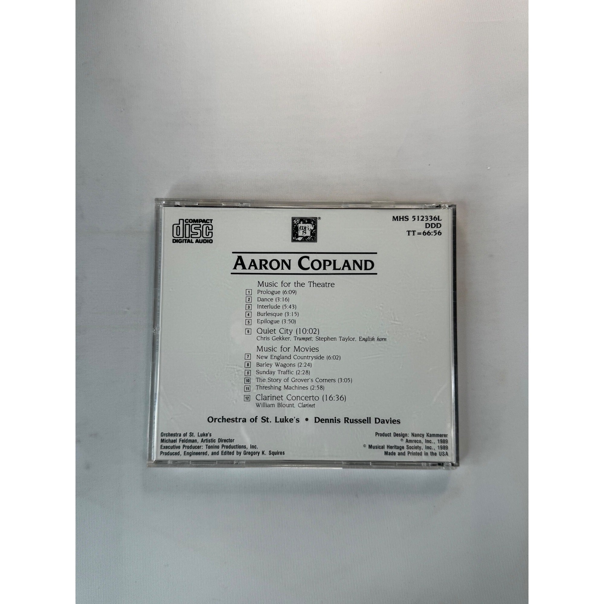 Aaron Copland Music For The Theatre Movies Quiet City Clarinet Concerto CD 1989