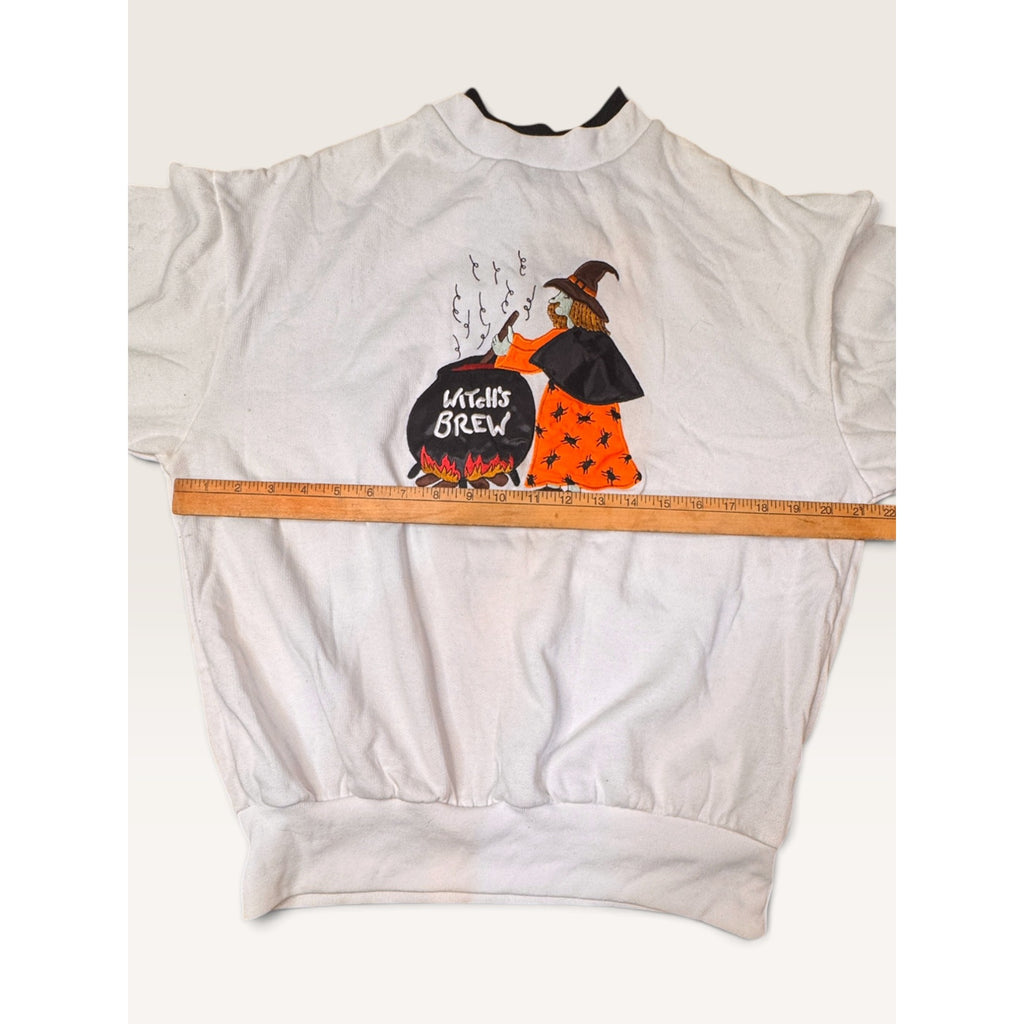Basic Editions Ladies S Sweatshirt White Witch’s Brew Halloween Graphic 90s New