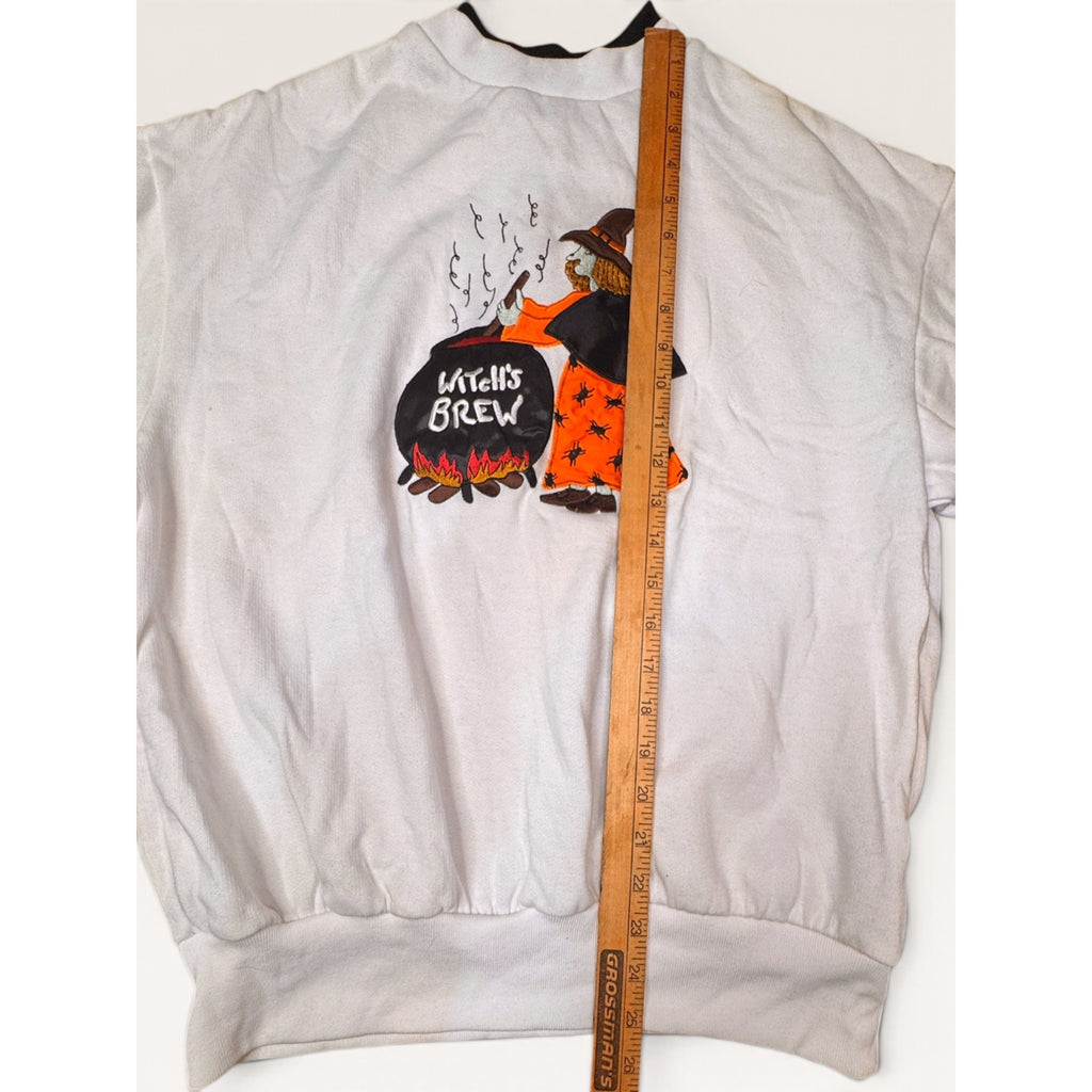 Basic Editions Ladies S Sweatshirt White Witch’s Brew Halloween Graphic 90s New