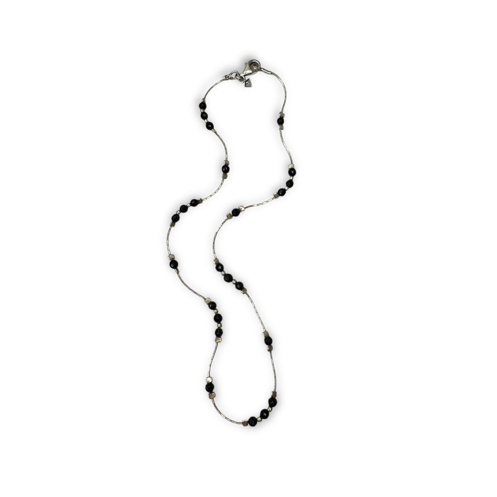 Silpada Sterling Silver Black Glass Beaded Necklace 16"